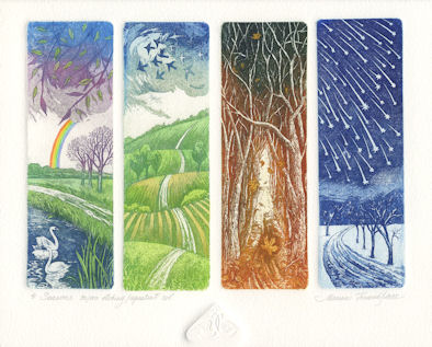 4 plate etching depicting seasonal memories of a childhood