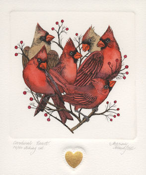 a gathering of cardinals in the shape of a heart