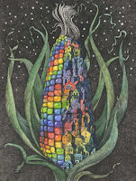 a corn cob that has become urbanized