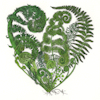 various ferns in the arrangement of a heart